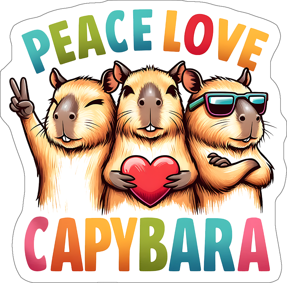 Capybara Stickers, Ten Vinyl Stickers Supporting Capybara, Great Capybara Gift, Decorative Capybara Stickers