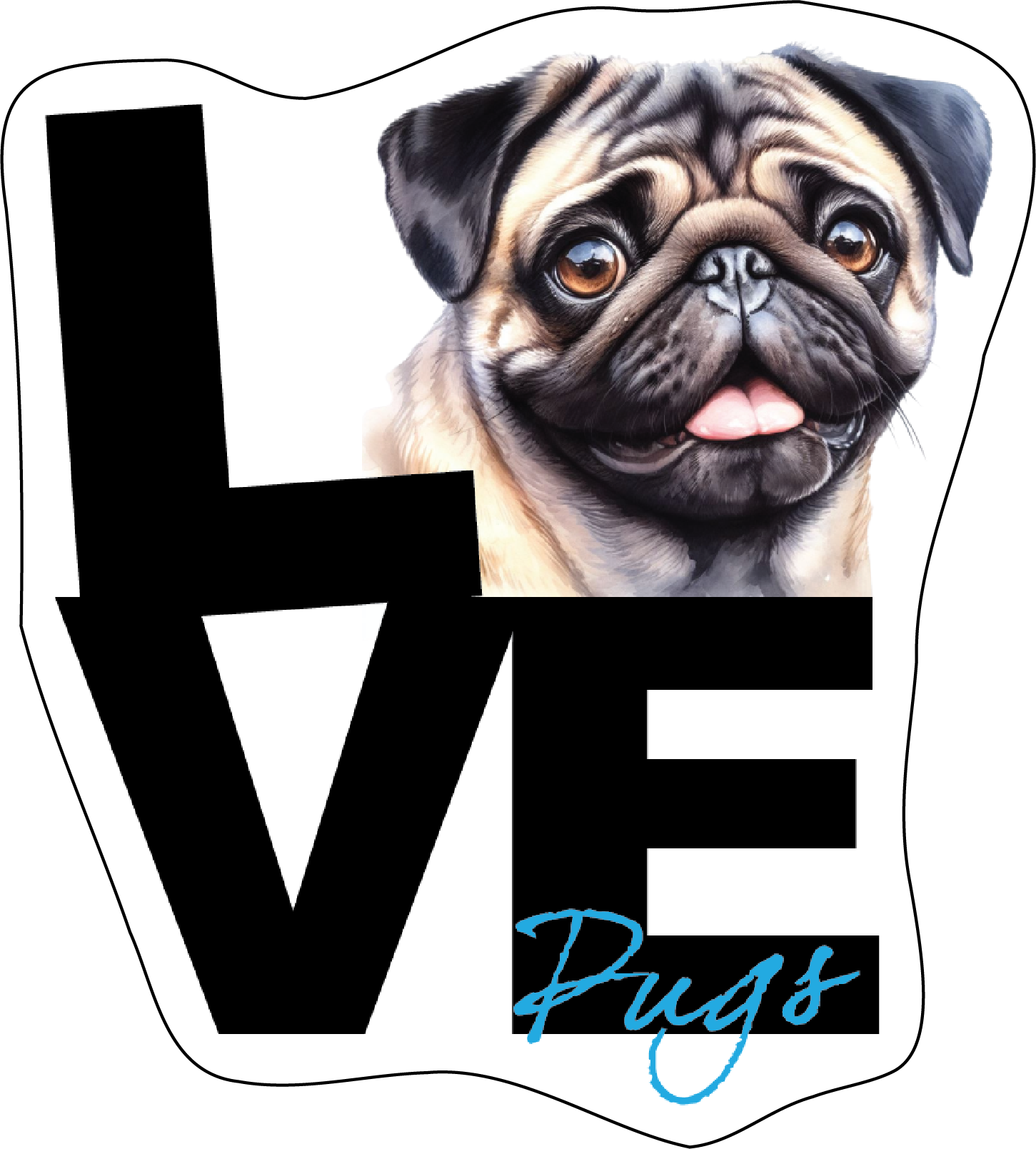 Pug Stickers, Ten Vinyl Stickers Supporting Pug, Great Pug Gift, Decorative Stickers