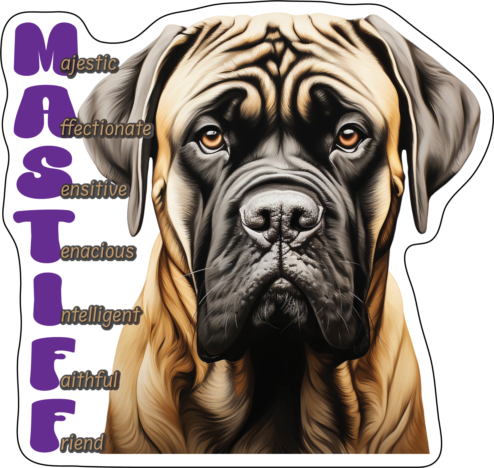 Mastiff Stickers, Ten Vinyl Stickers Supporting Mastiff, Great Mastiff Gift, Decorative Stickers