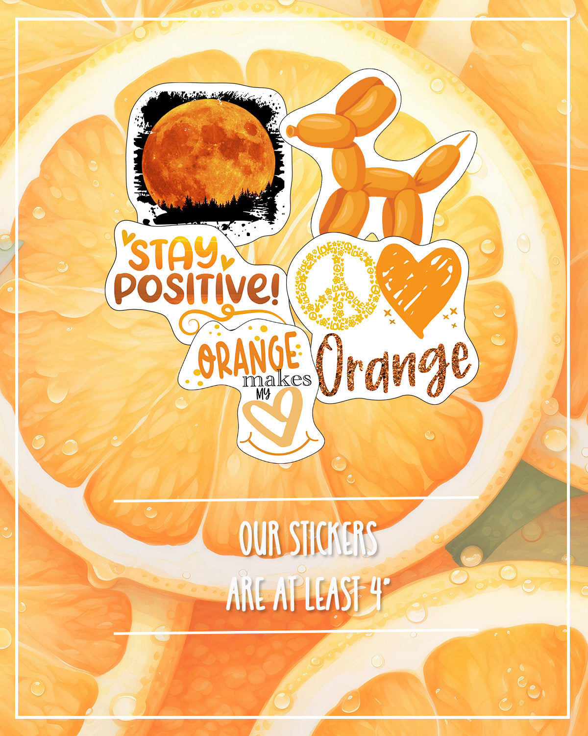 Orange Stickers, Ten Vinyl Stickers Supporting Orange, Great Orange Gift, Decorative Stickers