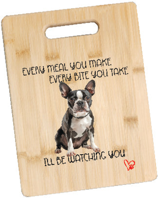 Boston Terrier Cutting Board and Ten Large Digitally Printed Boston Terrier Stickers, Boston Terrier Gift for Boston Terrier Lovers