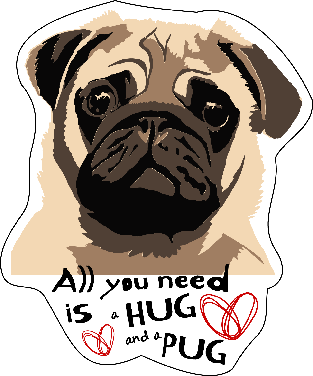 Pug Stickers, Ten Vinyl Stickers Supporting Pug, Great Pug Gift, Decorative Stickers