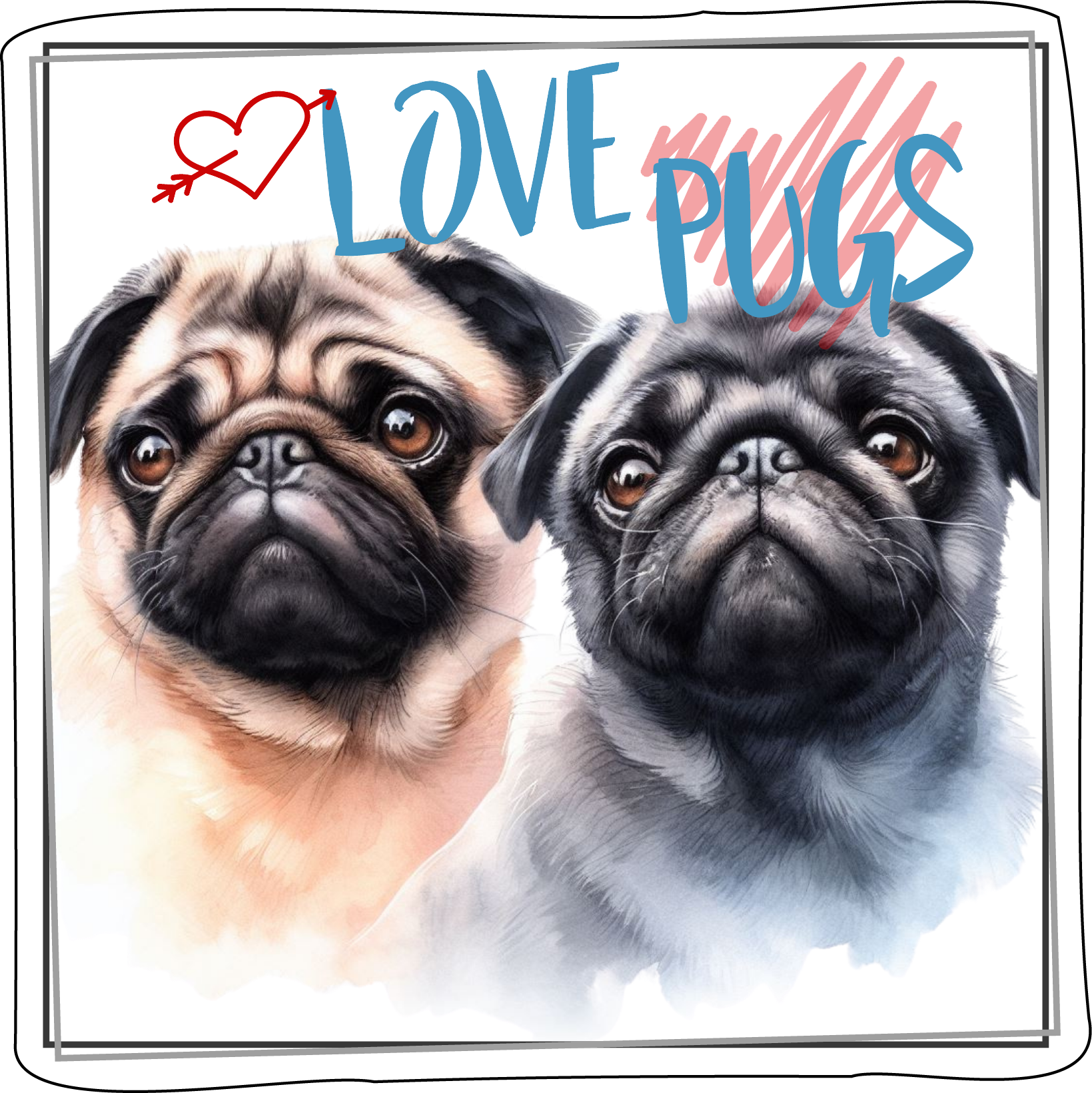 Pug Stickers, Ten Vinyl Stickers Supporting Pug, Great Pug Gift, Decorative Stickers