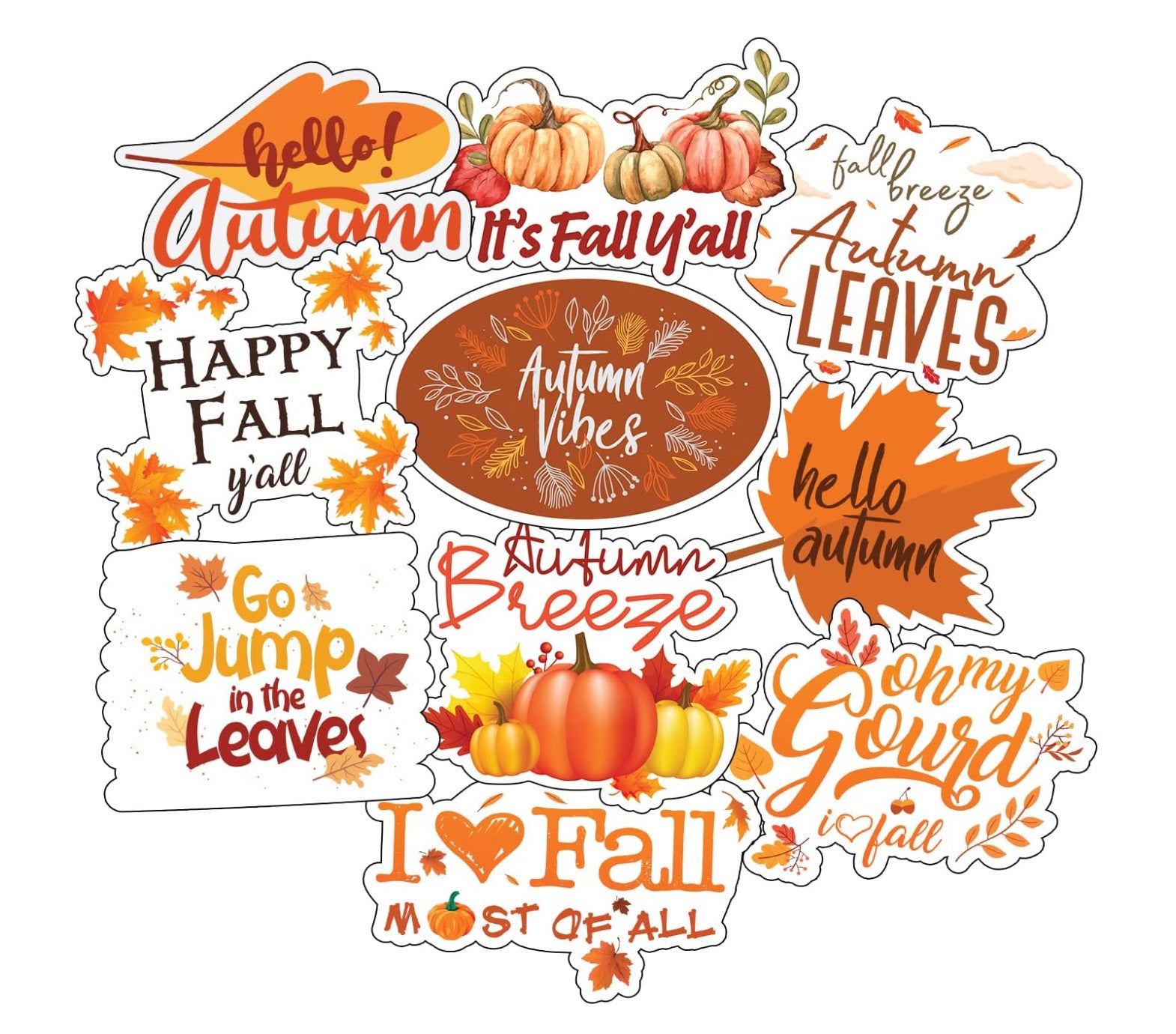 Fall Stickers, Ten Vinyl Stickers Supporting Fall, Great Fall Gift, Decorative Stickers