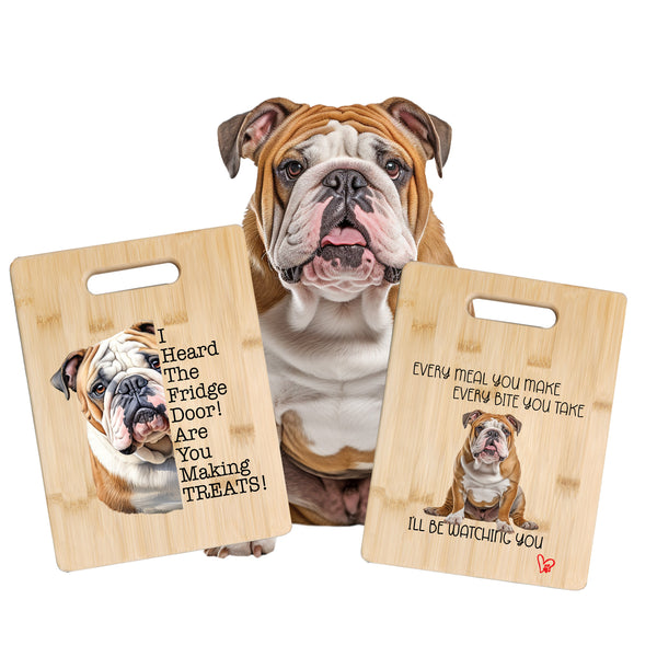 Bulldog Cutting Board and Ten Large Digitally Printed Bulldog Stickers,  Bulldog  Gift for  Bulldog  Lovers