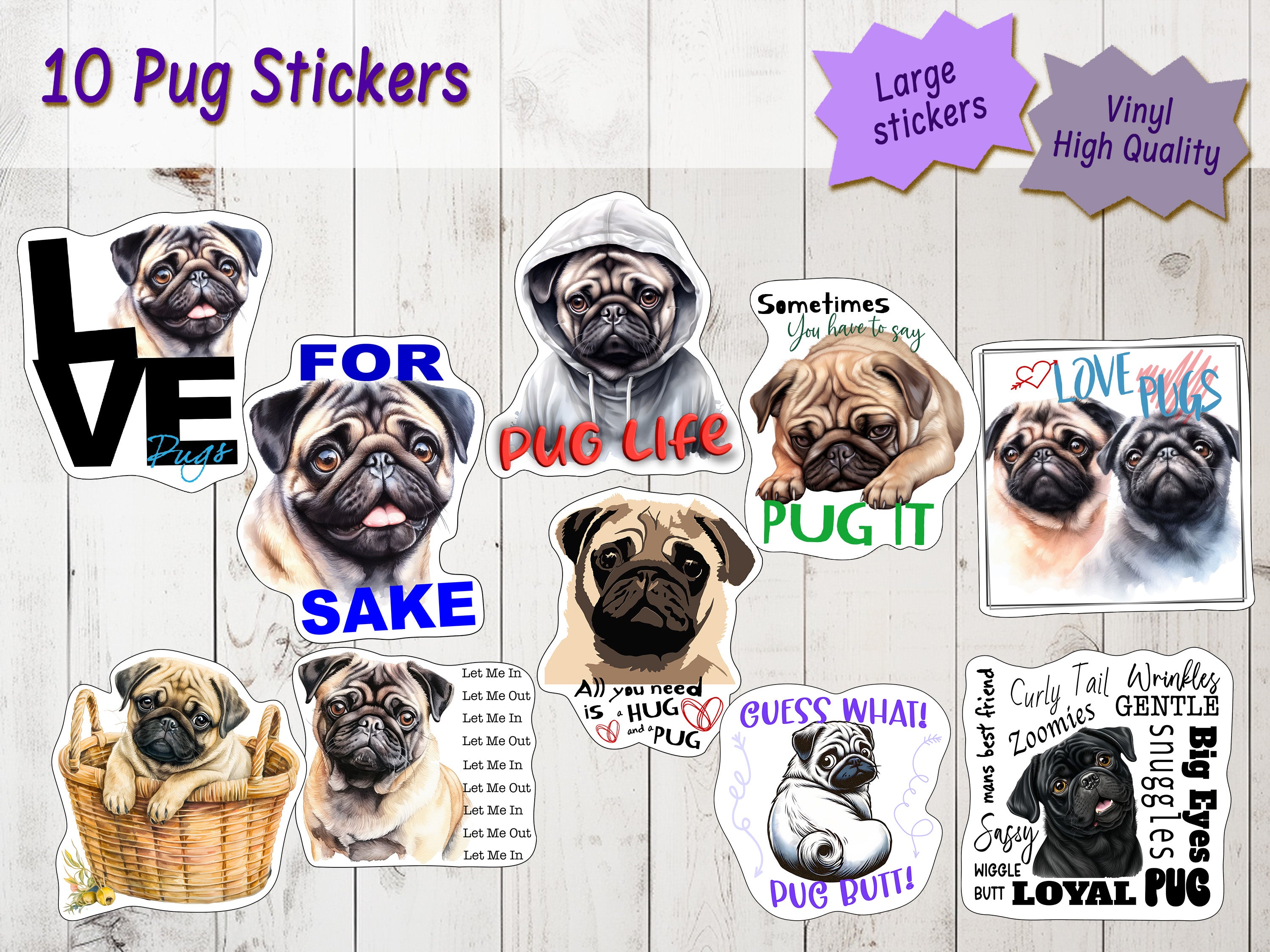 Pug Stickers