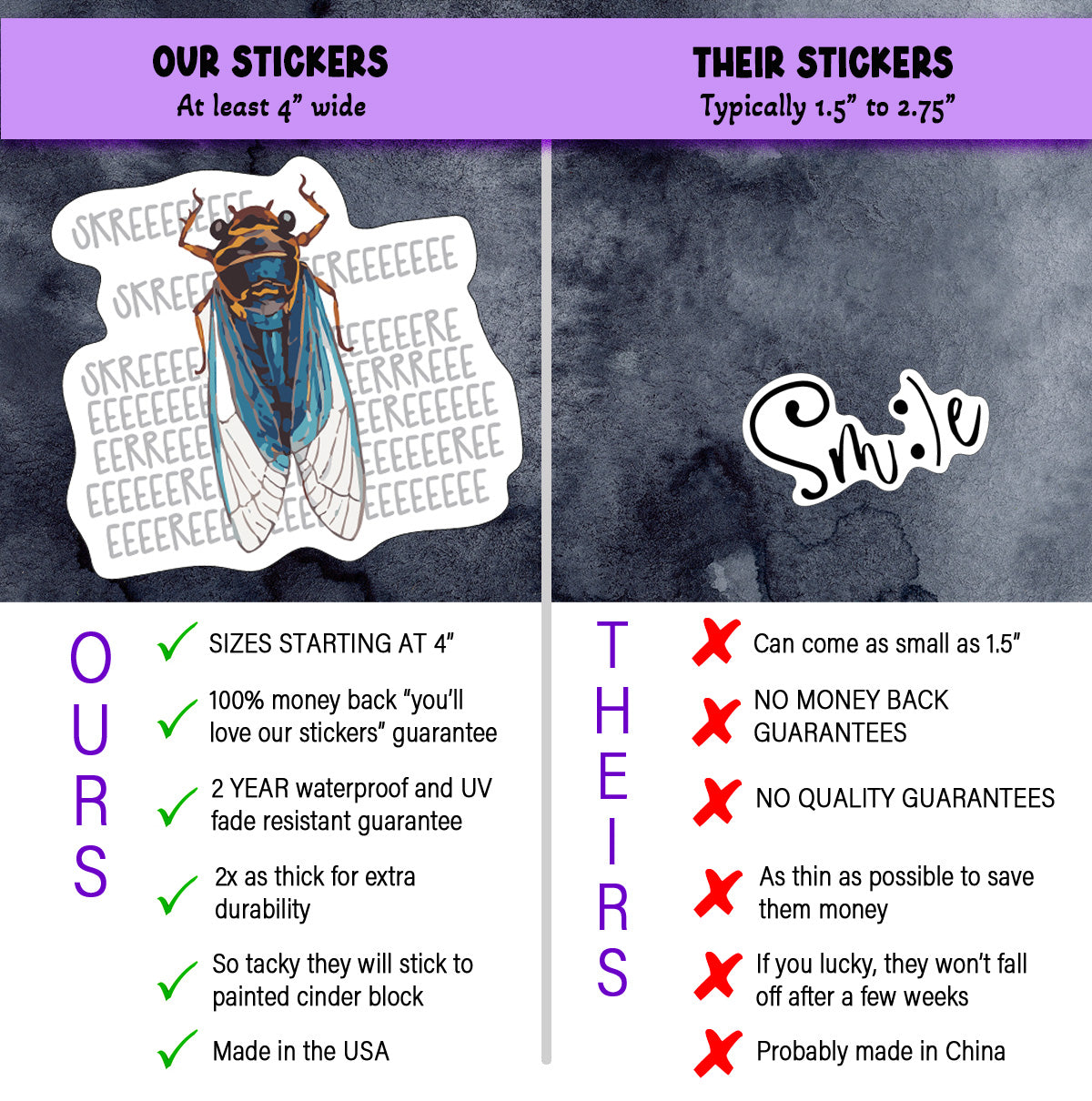 Cicada Stickers, Ten Vinyl Stickers Supporting Cicada, Great Cicada Gift, Decorative Stickers