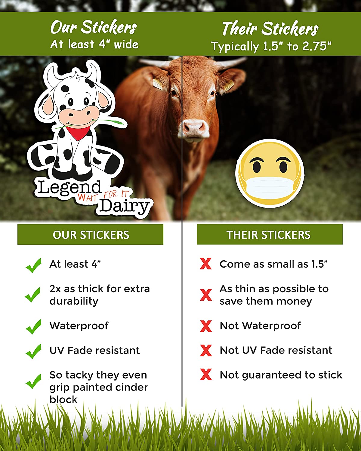 Cow Stickers, Ten Vinyl Stickers Supporting Cow, Great Cow Gift, Decorative Stickers